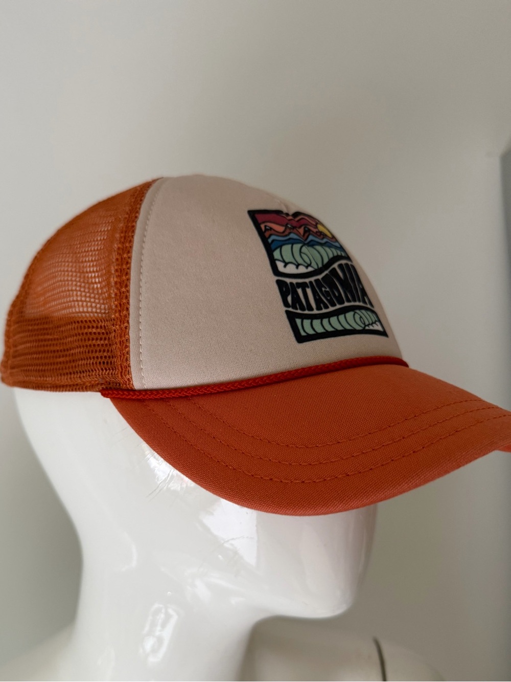 Patagonia Orange and Cream Kids Trucker Hat